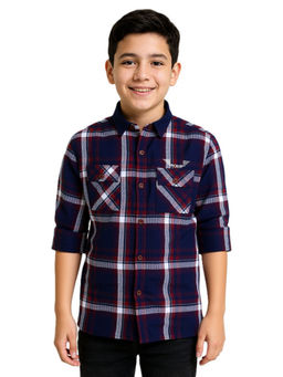 CAVIO - Boys Maroon Checks Shirt