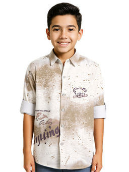 CAVIO - Boys Brown Printed Shirt