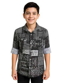 CAVIO - Boys Grey Textured Shirt