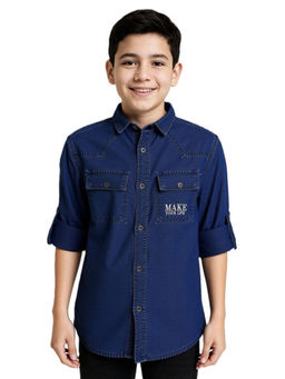 CAVIO - Boys Blue Solid Shirt