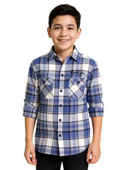 CAVIO - Boys Blue Checks Shirt
