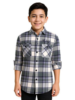 CAVIO - Boys Green Checks Shirt