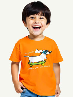 Guugly Wuugly - Boys Orange Printed T-shirt