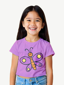 Guugly Wuugly - Girls Lavender Printed Crop Top