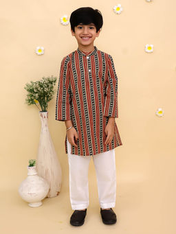 The Mom Store - Boys Rust Stripes Kurta with Pant