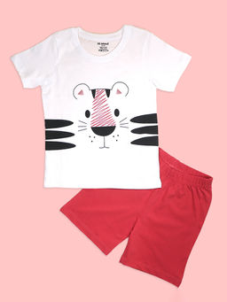 Be Awara - Unisex White Printed T-shirt with Shorts