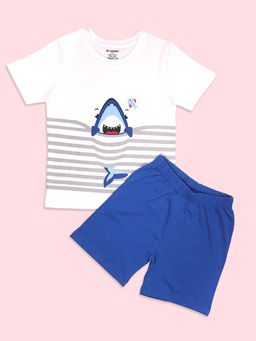 Be Awara - Unisex White Printed T-shirt with Shorts