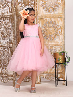 Toy Balloon Kids - Girls Pink Self Design Midi Dress
