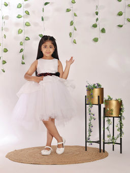 Toy Balloon Kids - Girls White Solid Midi Dress