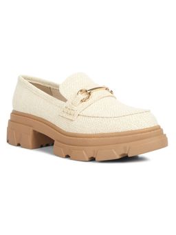 London Rag - Beige Chunky Block Heel Loafers