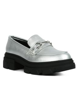 London Rag - Silver Darlina Metallic Block Loafers