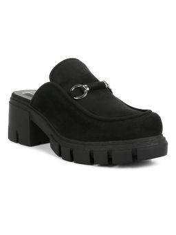 London Rag - Black Velvet Slip On Mule
