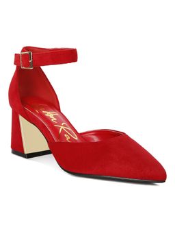 London Rag - Red Metallic Accent Angle Heeled Sandals