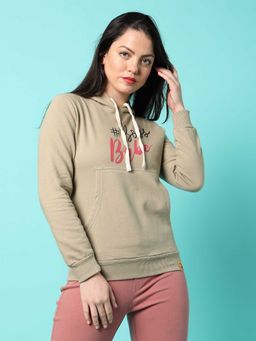 Campus Sutra - Womens Greige Printed Sweatshirt