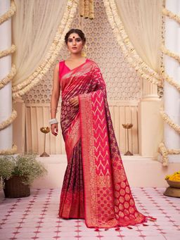 Odette - Purple Blended Raw Silk Saree with Unstitched Blouse