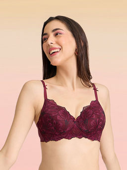 Lola and Mae - The Parisian Cut T-shirt Bra - Maroon LMB1023