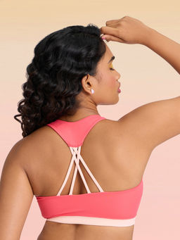 Lola and Mae - Varsity Edit Sports Bra - Coral LMB1041