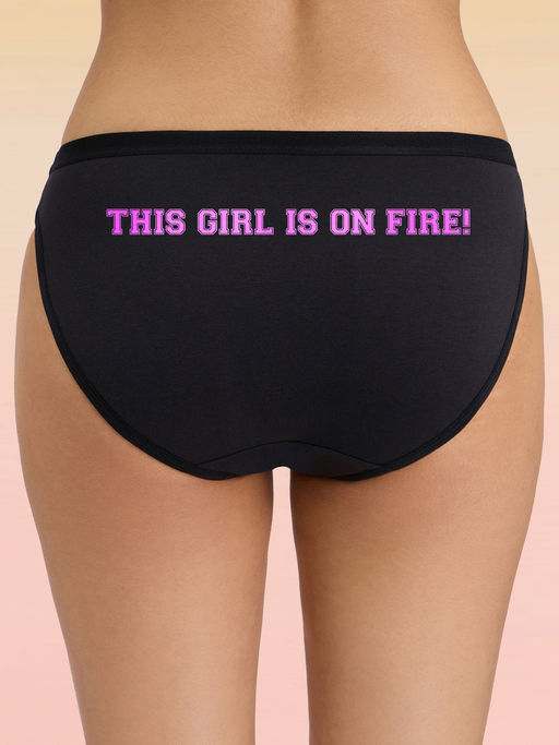 Lola and Mae C.O.A.T Bikini Panty Pack of 1-Girl On Fire Black LMP1002