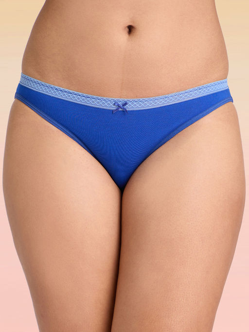 Lola and Mae C.O.A.T Pack of 1 Bikini Panty With Trim Lace-Dark Blue LMP1007