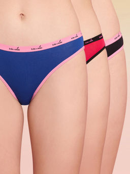 Lola and Mae - Pack of 3 C.O.A.T Cotton Solid Bikini Panty- Assortment 3 LMP1014