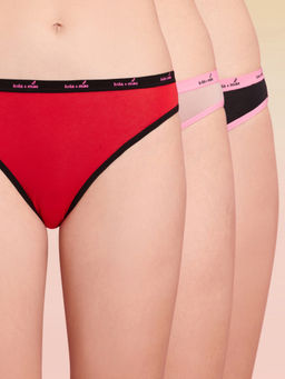 Lola and Mae - Pack of 3 C.O.A.T Cotton Solid Bikini Panty- Assortment 5 LMP1014