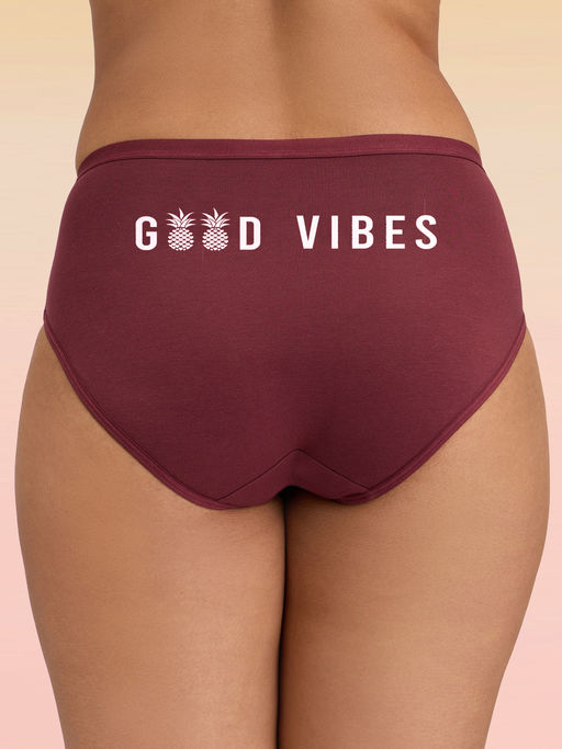 Lola and Mae C.O.A.T Hipster-Panty Pack of 1-Good Vibes Maroon LMP1015