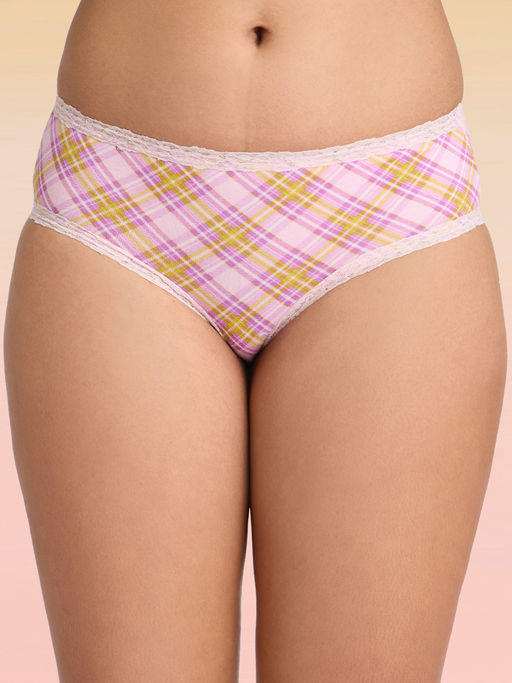 Lola and Mae C.O.A.T Pack of 1 Printed Cotton Hipster Panty-Purple LMP1031