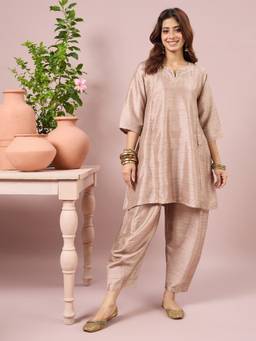 InWeave - Beige Linen Balloon Co-Ord Set