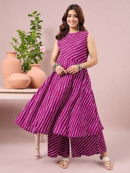 InWeave - Purple Leheriya Boho Co-Ord Set