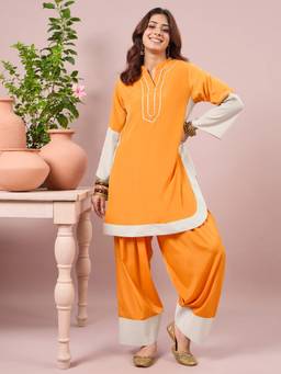 InWeave - Orange Crape Patti Co-Ord Set