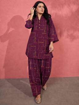 InWeave - Purple Artisan Patch Printed Co-Ord Set