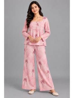 KEVORA APPARELS - Pink Women's Printed Square Neck Co-Ord Set