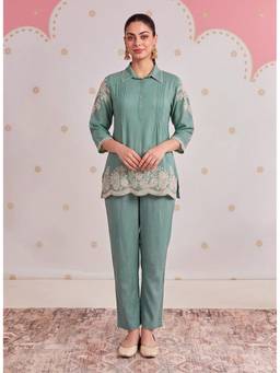 Lakshita - Inaaya Celeste Green Embroidered Co-Ord Set