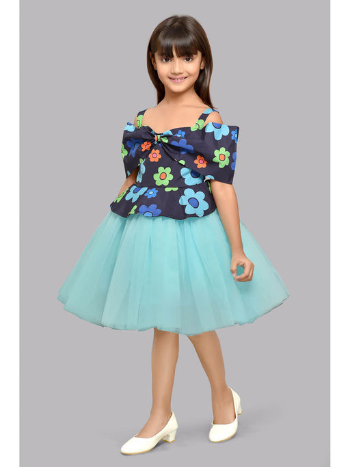 open lace back dress Bow Peplum Printed Gown main image 1