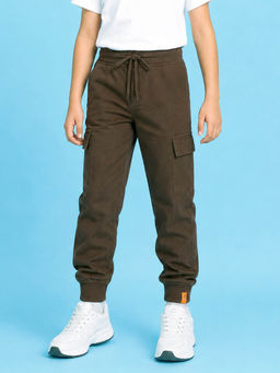 KiddoPanti - Boys Cotton Knit Solid Cargo Jogger