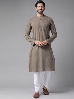 See Designs - Men Brown Cotton Kurta With Slub Effect
