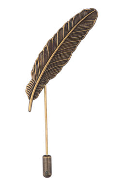 The Tie Hub - Lapel Pin - Feather Large Silver-Rust