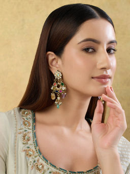 Indinoor - Shubha Multi-Color Kundan Dangler Earrings