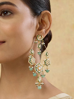 Indinoor - Arza Green Kundan Chandbali Earrings
