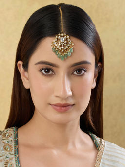 Indinoor - Anziri Green Kundan Maangtikka