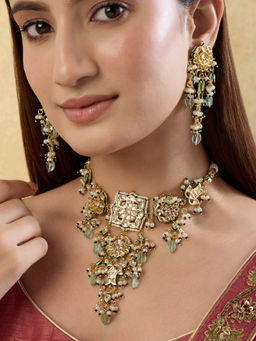 Indinoor - Mriga Green Kundan Jewellery Set