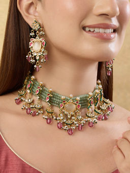 Indinoor - Nishvika Multi-Color Kundan Choker Necklace Set