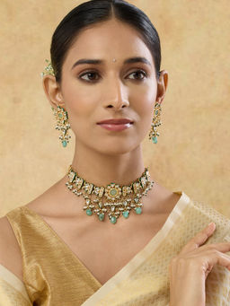 Indinoor - Tanirika Green Kundan Choker Necklace Set