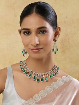 Indinoor - Kashira Green Zircon Stone Necklace Set