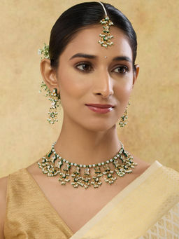 Indinoor - Migu Green Kundan Pearl Jewellery Set