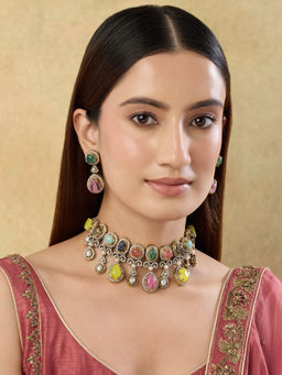 Indinoor - Liyana Multi-Color Kundan Choker Necklace Set