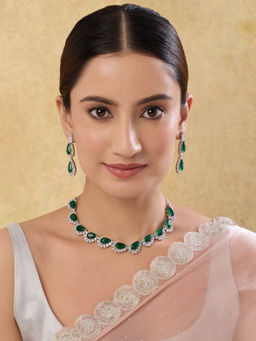 Indinoor - Vavrisha Green Zircon Stone Necklace Set
