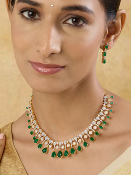 Indinoor - Yuvina Green Zircon Stone Necklace Set