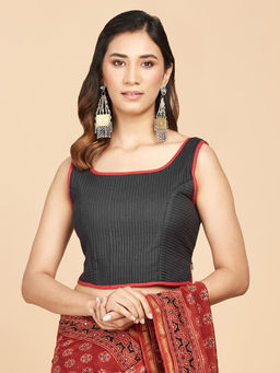 Fabindia - Black Viscose Silk Woven Blouse (Free Size)