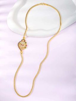 Peora - Gold Plated Multi-Color Cubic Zirconia Studded Chain Necklace